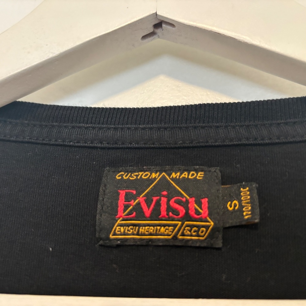 EVISU Black Reverse Logo T-shirt/ tee - Picture 4 of 8